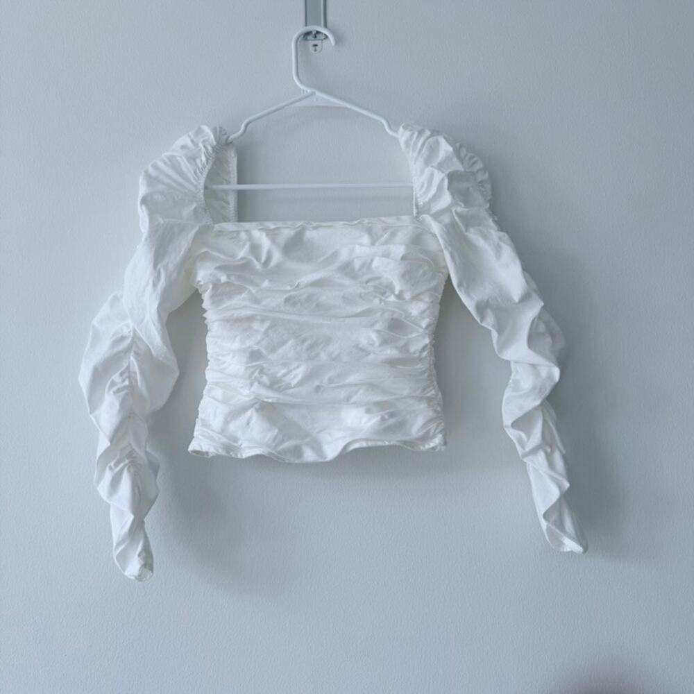 Reformation Joi Ruched Organic Cotton Top – White